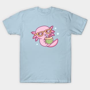 Cute Axolotl Chilling With Coconut Water T-Shirt